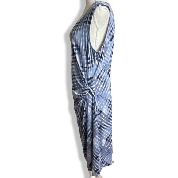 NIC+ZOE Cross Over Twist Dress, Blue & White Tie-dye Effect Print, Size XL - Picture 7 of 9